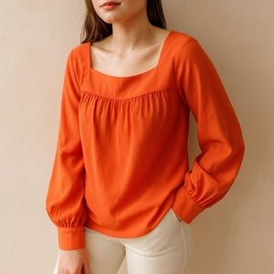 CK Bradley Tangerine Long Sleeve Sheer Blouse Size Medium